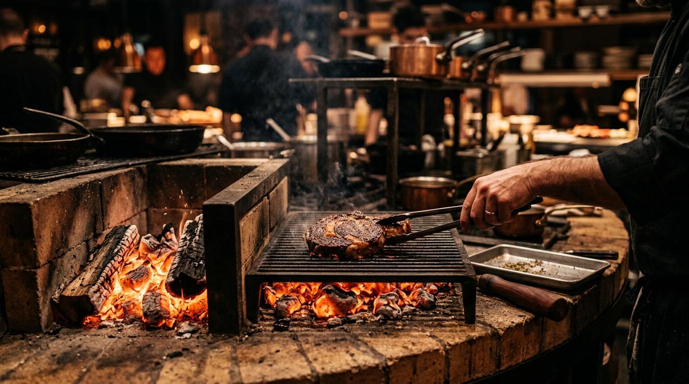 Wood-fired cooking in the kitchen